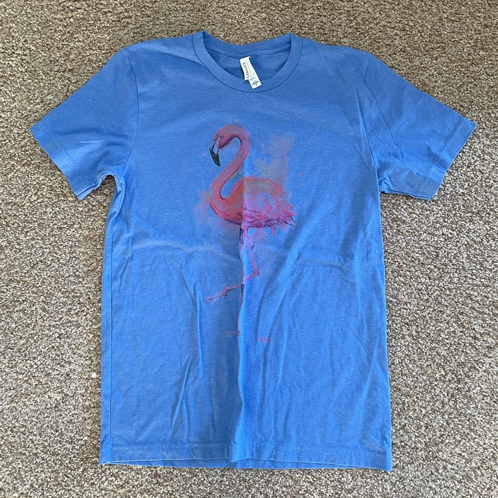 Blue unisex flamingo t shirt